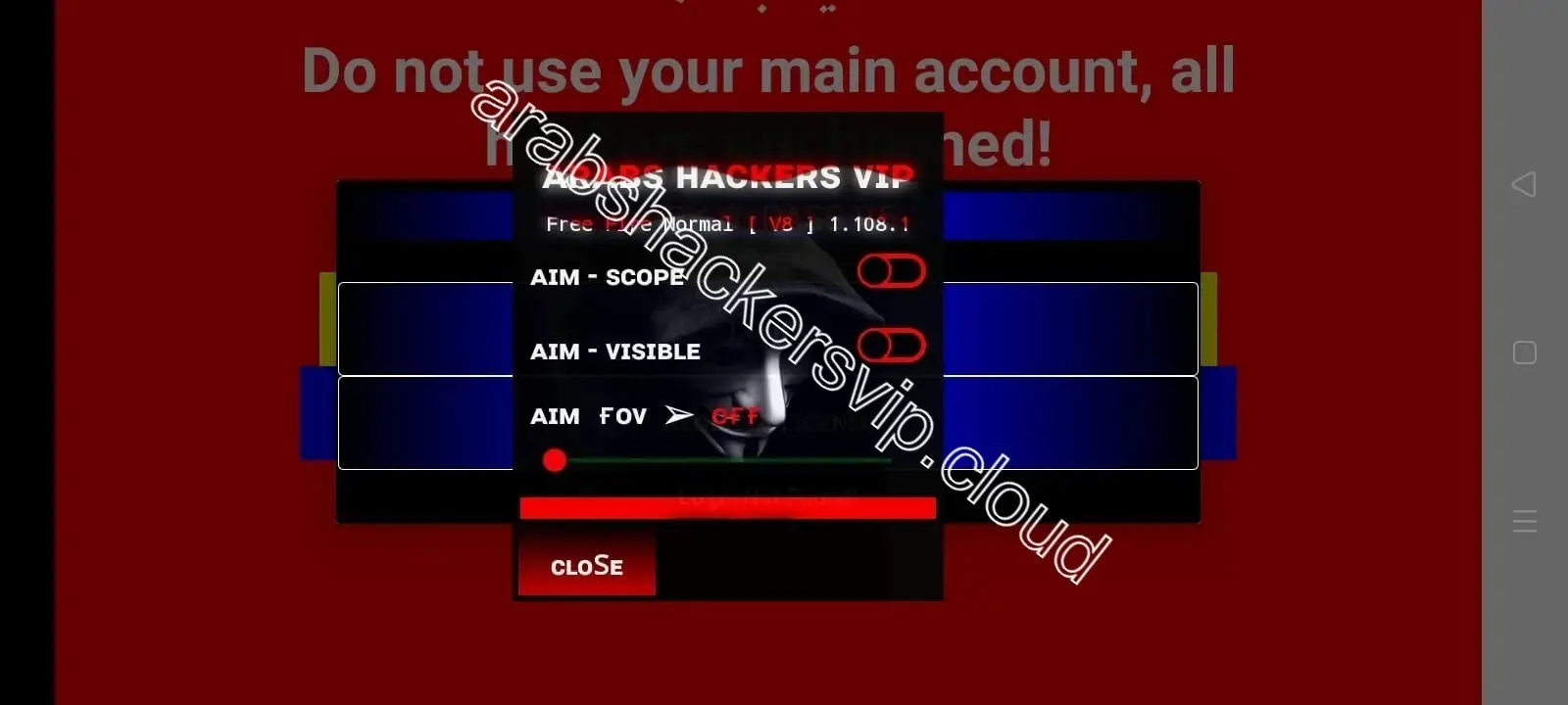 Screenshot of Arabs Hackers VIP Free Fire Online Cheats